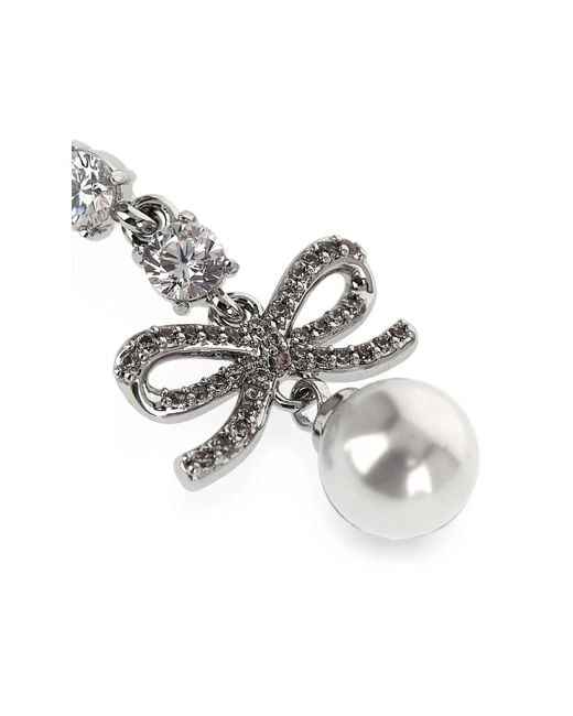 Self-Portrait White Bow Crystal Charm Earrings