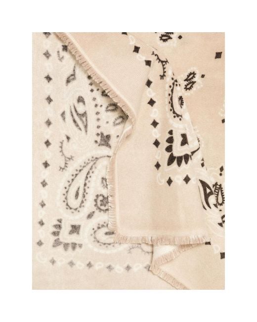 Kujten Natural Hachiko Bico Paisley-Pattern Frayed Scarf