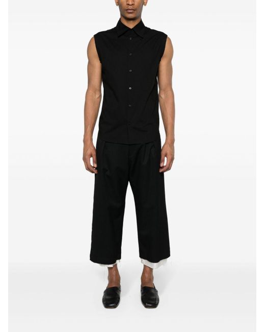 Ann Demeulemeester Black Sleeveless Cotton Shirt for men