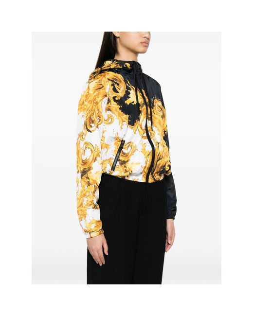 Versace Jeans Couture Metallic Baroque-Print Hooded Jacket