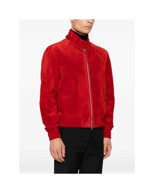 Tom Ford Red Suede Bomber Jacket for men