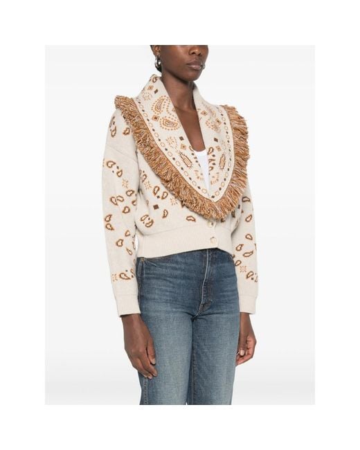 Alanui Natural Paisley-Pattern Fringed Jacket
