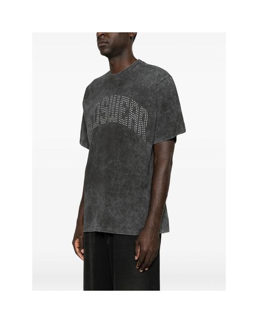 Gcds Black Stud-Embellished Acid-Wash T-Shirt for men