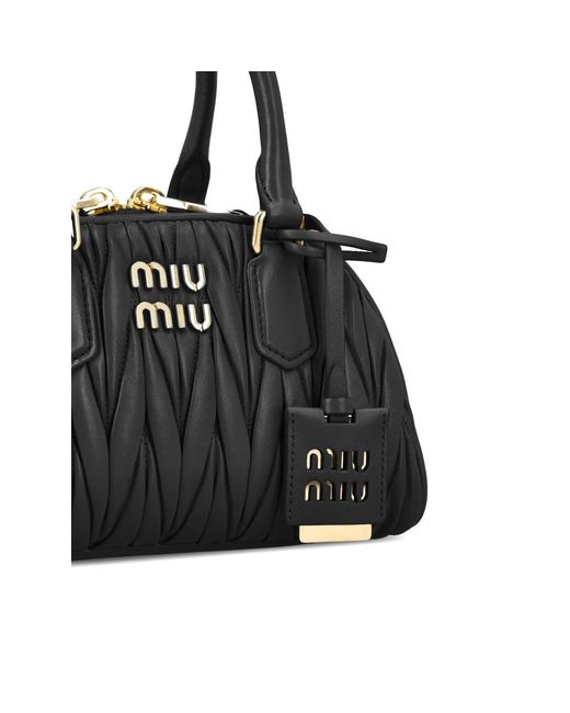 Miu Miu Black Matelassé Leather Tote Bag