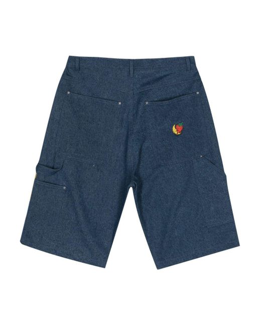 Sky High Farm Blue Logo-Print Denim Shorts for men