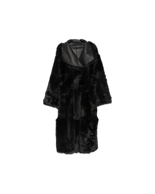 Yves Salomon Black Shearling-Trimmed Fur Jacket