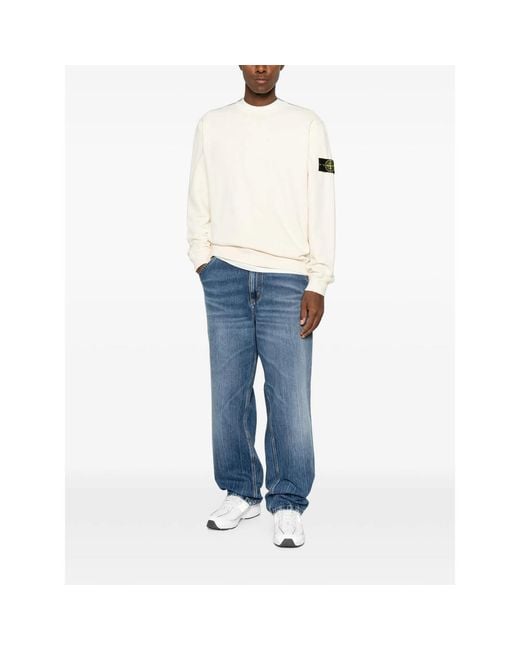 Stone Island White Logo-Patch Sweatshirt for men