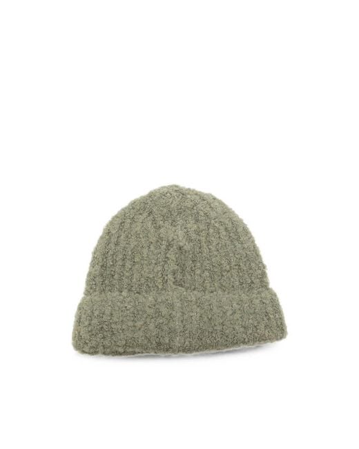 MM6 by Maison Margiela Green Logo-Patch Beanie Hat for men