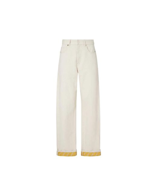 Fendi White Wide Jeans