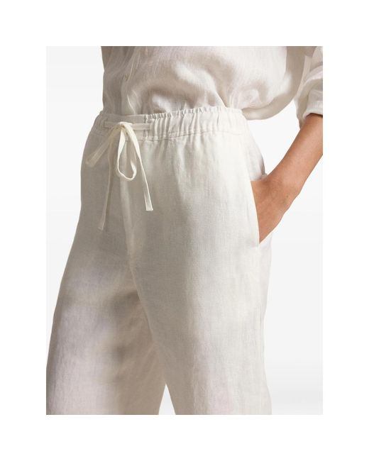 Ralph Lauren White Drawstring Pull-On Trousers