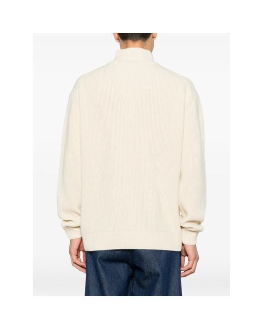 J.W. Anderson Natural Half-Zip Ribbed-Knit Sweater for men