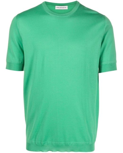 GOES BOTANICAL Green Merino-Wool Knitted T-Shirt for men