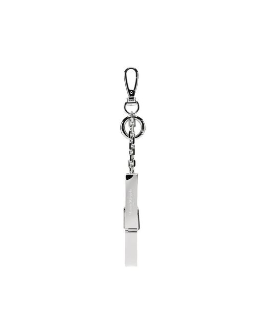 Maison Margiela Metallic Clothespin-Shaped Chain Keyring for men