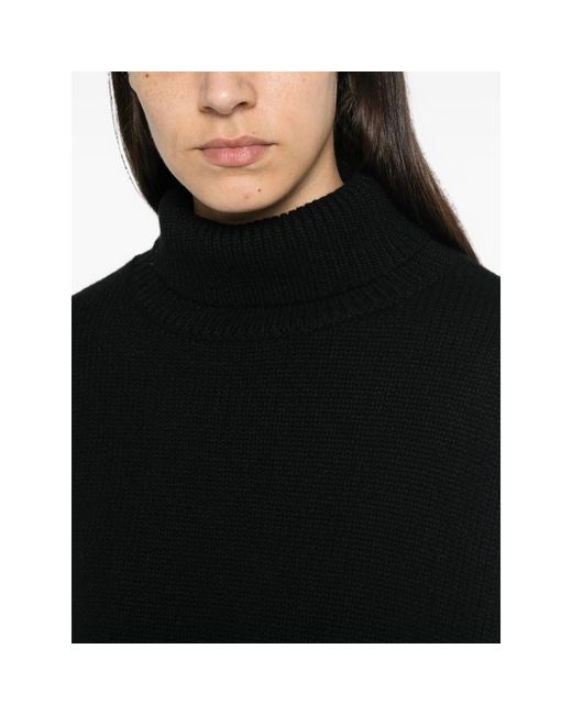 Lisa Yang Black Ribbed-Knit Roll-Neck Sweater