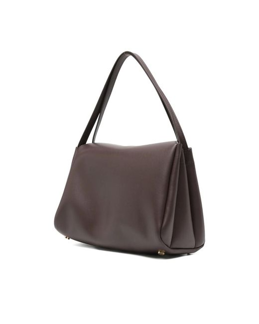 The Moire Brown Clasp-Fastening Shoulder Bag