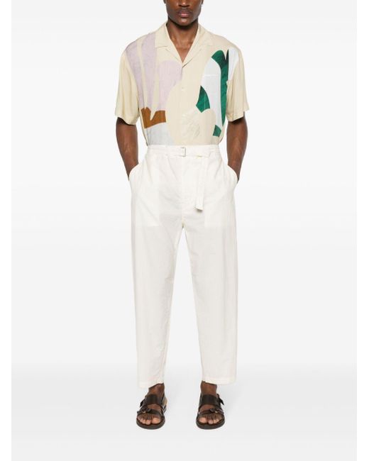Lemaire White Belted Tapered Trousers for men