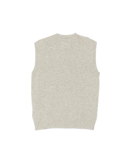 MM6 by Maison Margiela Gray Logo-Print Knitted Sweater for men