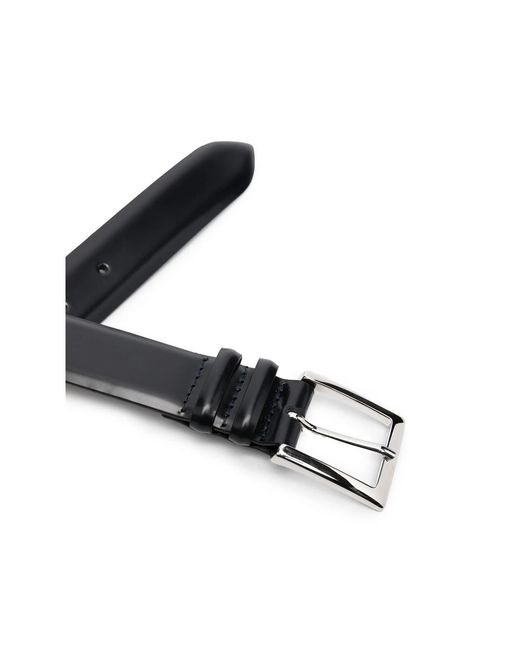 Orciani Black Leather Adjustable-Fit Belt for men