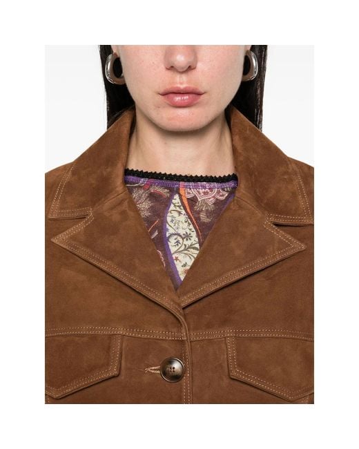 Siedres Brown Button-Up Flap-Pockets Jacket