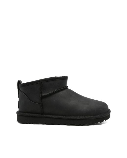 Ugg Black Leather Ankle Boots