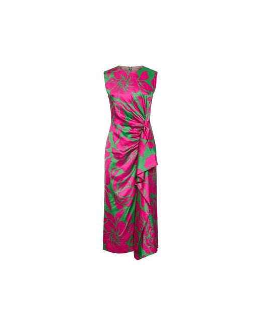 Dries Van Noten Pink Ruffled-Detail Floral-Print Dress