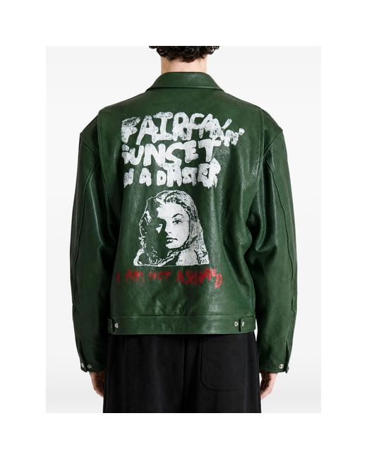 Paly Hollywood Green I Am Not Ashamed Leather Jacket for men