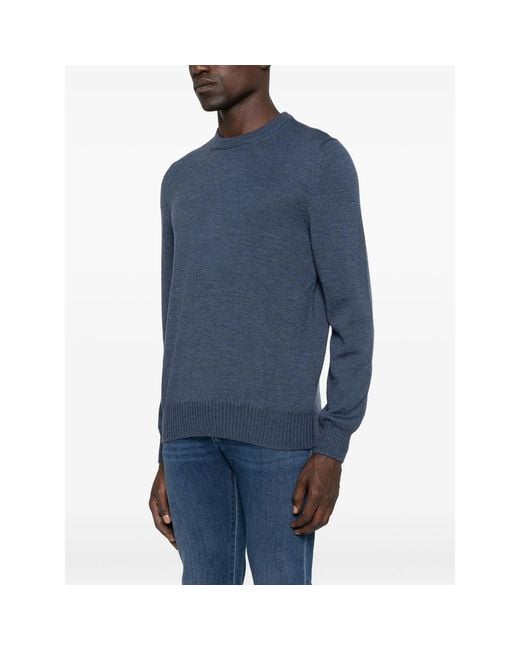 Fileria Blue Crew-Neck Wool Sweater for men