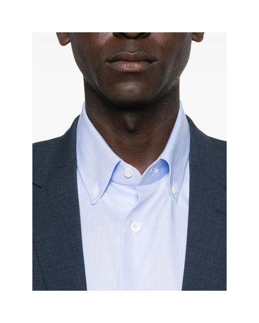 Mazzarelli Blue Cotton Shirt for men