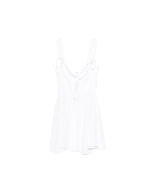 LES FILLES D'EVA White Sleveeless Tie-Strap Mini Dress