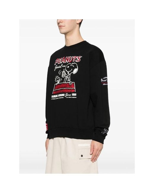 Iceberg Black Peanuts Graphic Crew-Neck Sweater for men