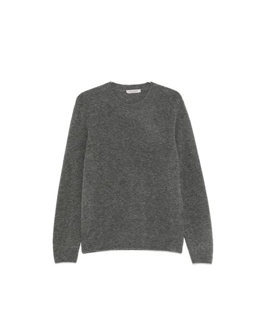 Fileria Gray Fine-Knit Crew-Neck Sweater for men