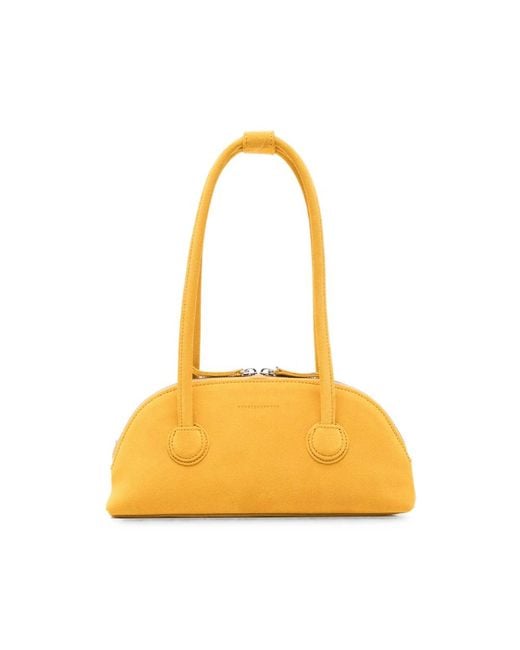 MARGE SHERWOOD Yellow Bessette Suede Half-Moon Tote Bag