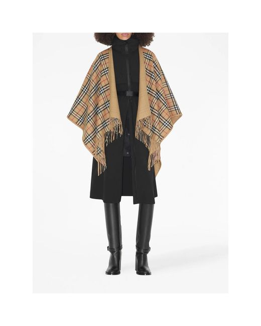 Burberry Brown Check-Pattern Reversible Wool Cape for men