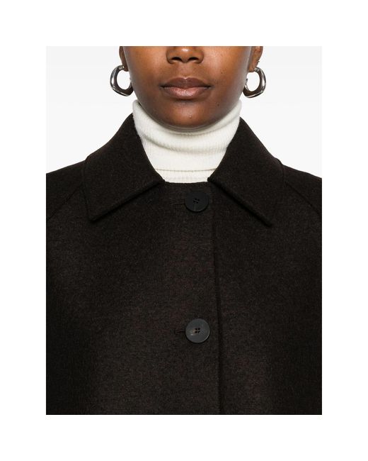 Harris Wharf London Black Balmacaan Button-Front Raglan-Sleeve Coat