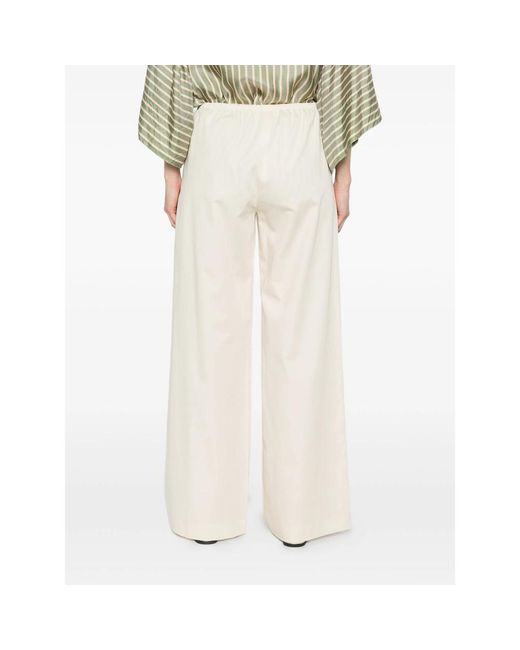 FRAME White Trousers Wide-Leg Silk-Blend