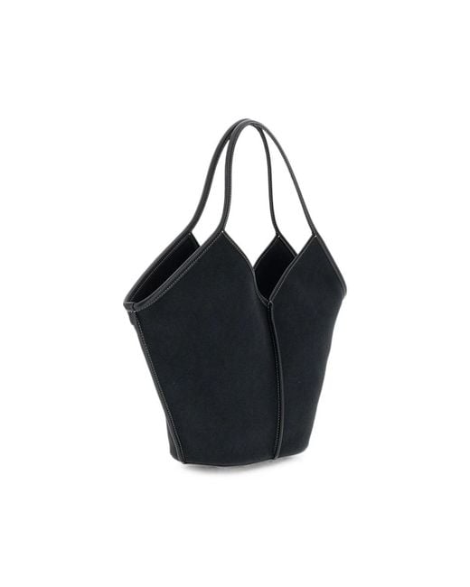 Hereu Black Calella Leather-Trim Tote Bag
