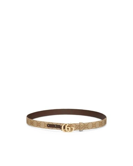 Gucci Brown Reversible Cut Gg Marmont Belt