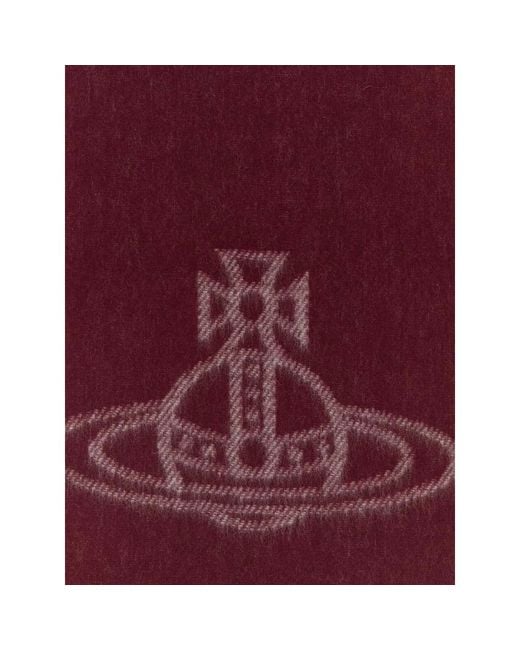 Vivienne Westwood Red Orb-Motif Fringed Scarf