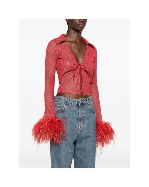 Oseree Red Lumiere Plumage Slim Shirt