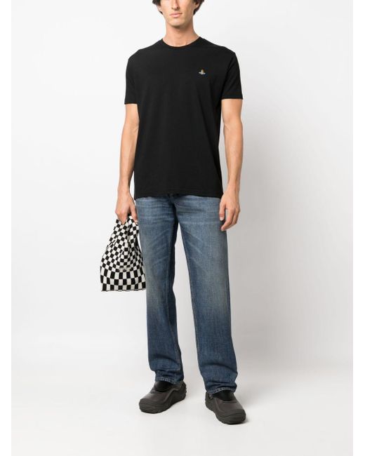 Vivienne Westwood Black Orb-embroidered Cotton T-shirt for men