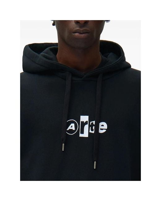 Arte' Black Collage Logo-Print Hoodie for men