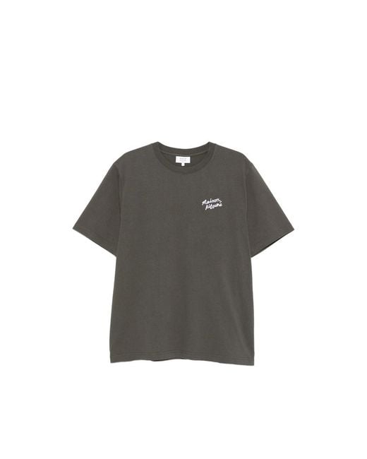 Maison Kitsuné Gray T-Shirt With Logo for men