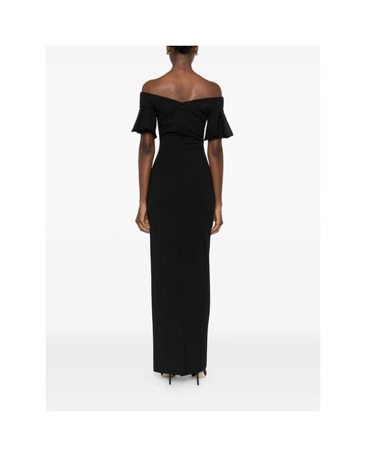Solace London Black Cielo Off-Shoulder Maxi Dress