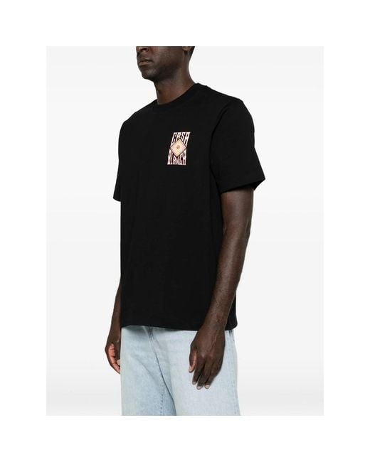 Casablanca Black Hermons Mirage-Print T-Shirt for men
