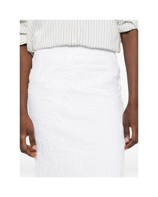 ShuShu/Tong White Skirt High-Waisted Crinkled