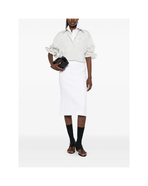 ShuShu/Tong White Skirt High-Waisted Crinkled