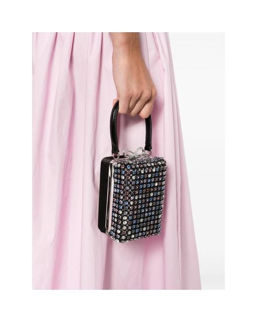 Self-Portrait Black Micro Crystal-Embellished Tote Bag