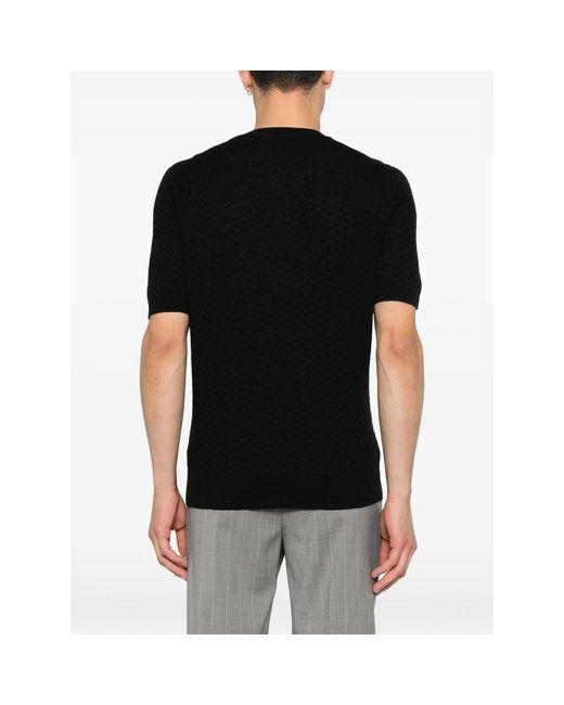 Fileria Black Short-Sleeve Ribbed T-Shirt for men