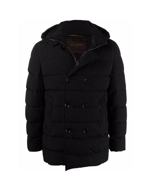 Moorer Black Florio Double-Breasted Padded Coat for men