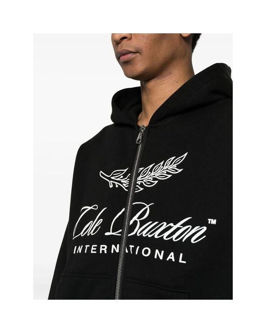 Cole Buxton Black International Logo-Print Hoodie for men